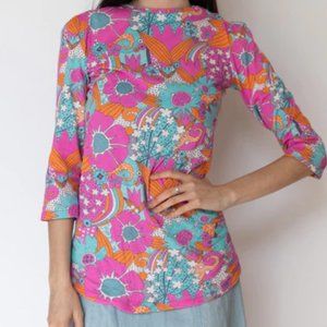 Blue Platypus Grooviest Blooms 3/4 sleeve tee